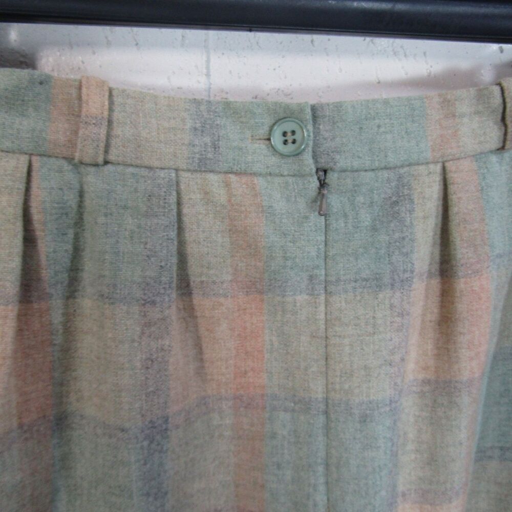 Vintage Compliments Edinburgh Woollen Mill Plaid Pleated Wool Skirt Size 14 28"W - Picture 6 of 9